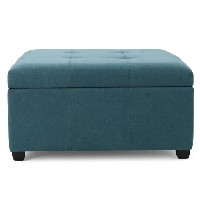 Carlsbad Storage Ottoman Teal Fabric Multi Functional Footrest Hidden Compartment nh-an