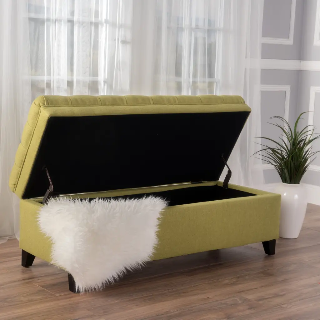 Juliana Storage Ottoman Green Fabric Footstool Storage nh-an
