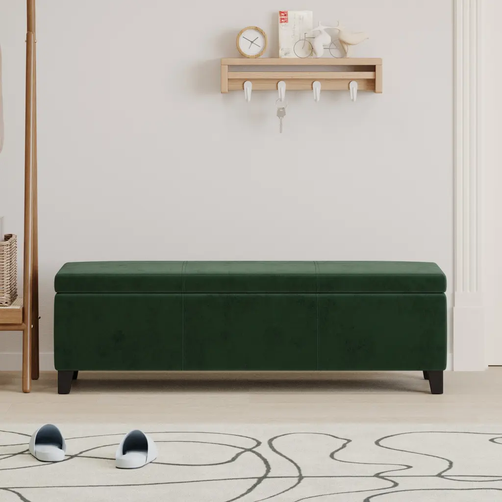 Glouster Storage Ottoman V2 Retro Green Altay Velvet Footrest And Seat nh-perfect home