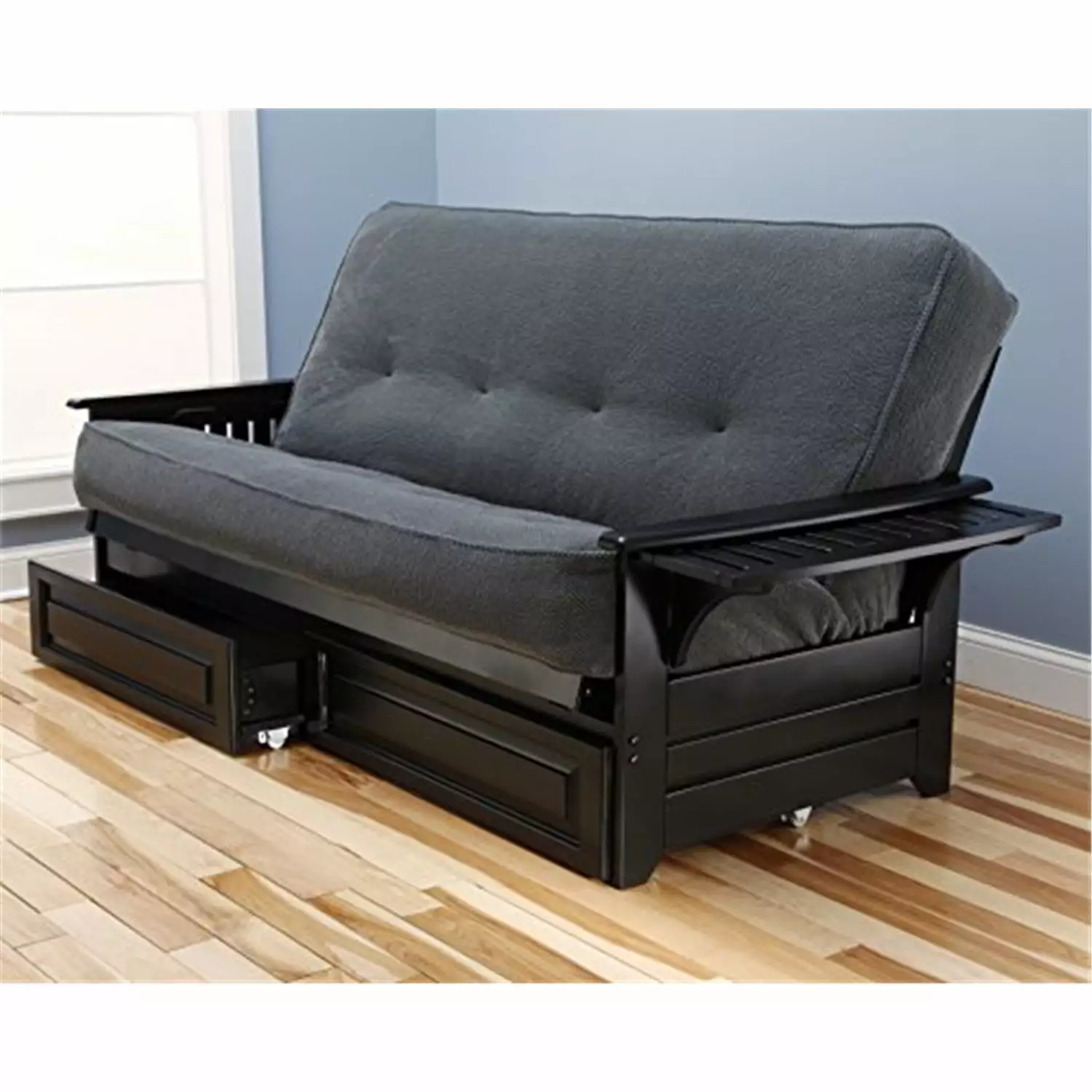 Kodiak Furniture Phoenix Frame Black Finish Marmont Thunder Sofa Storage Drawers