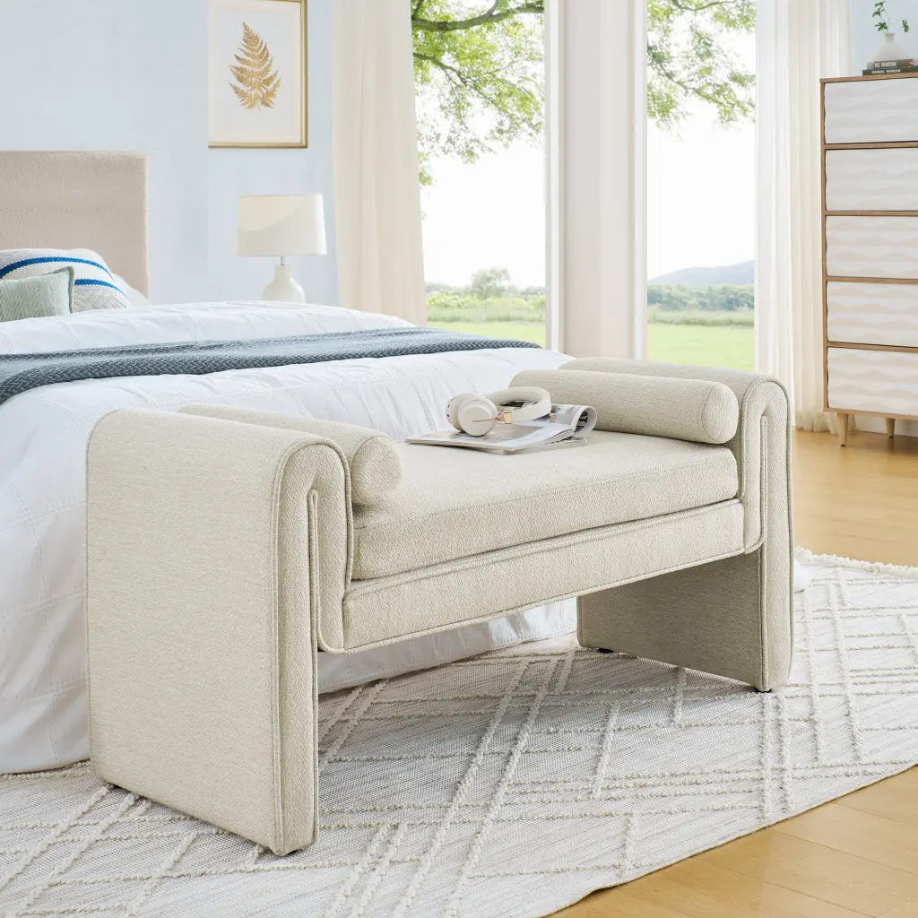 Bedroom Storage Stool Linen Fabric and Large Storage Space chuangyuan smart home