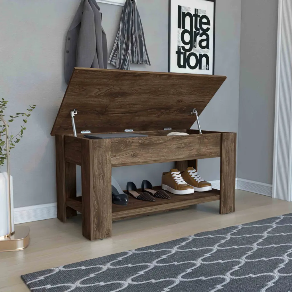 Saturn Storage Table Four Legs and Lower Shelf - Dark Brown Particle Board rta mubles colombia