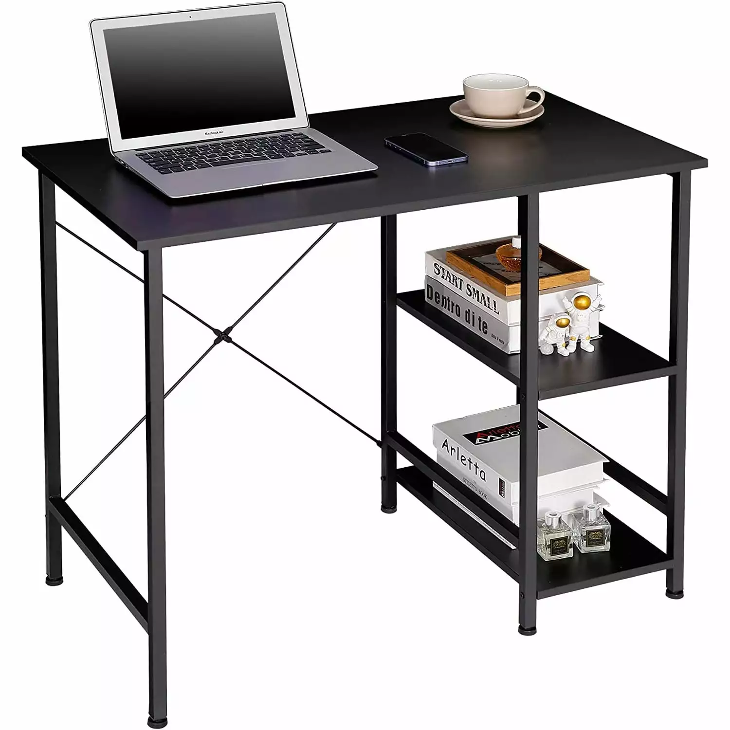 Small Computer Desk Storage Shelves Students Black Bilot