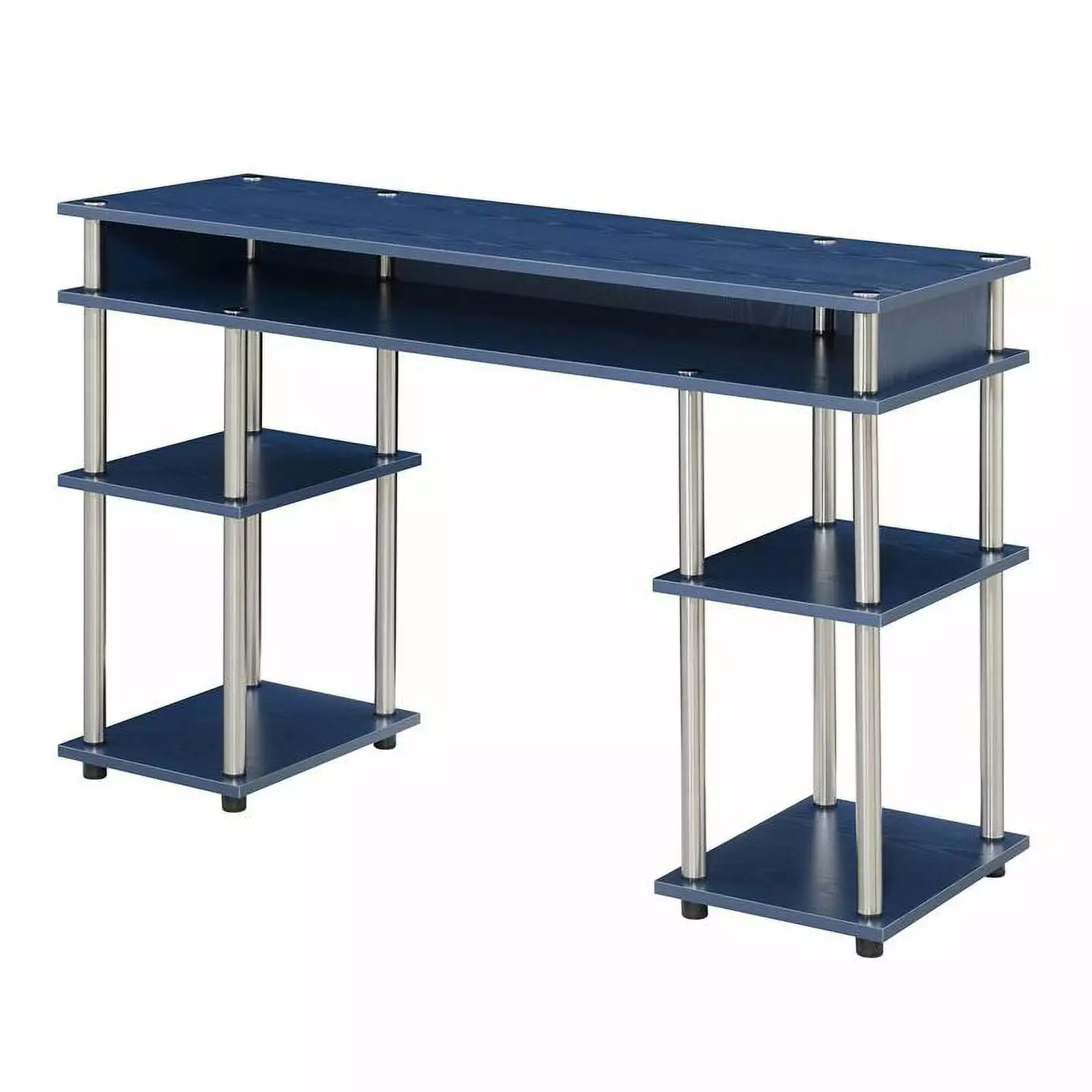 Pemberly Row Modern No-Tools Student Desk Blue Wood Finish - Kids Study Desk