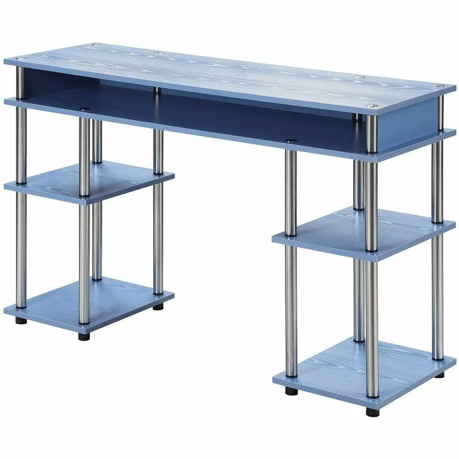 Pemberly Row Modern No-Tools Student Desk Blue Wood Finish - Kids Study Desk
