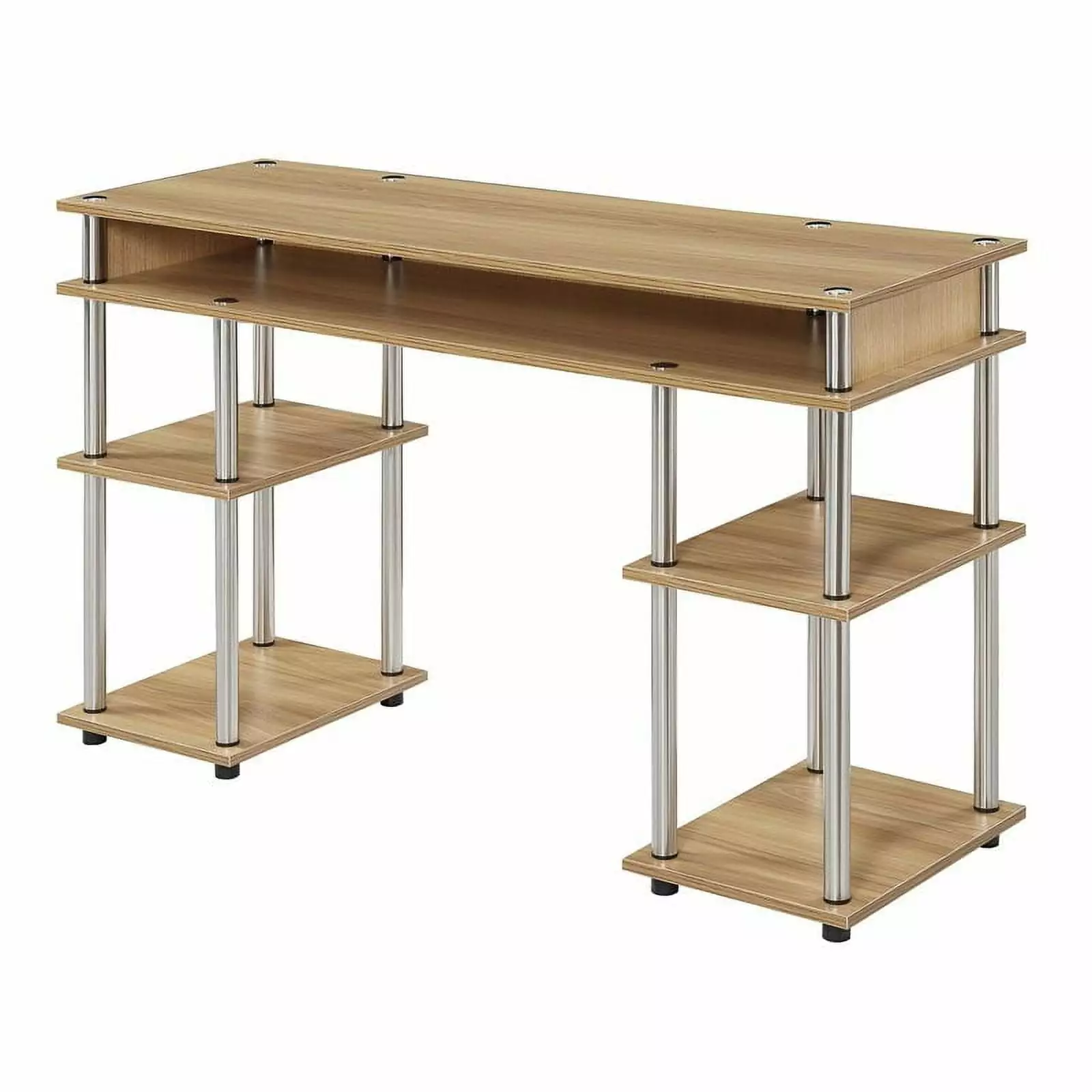 Pemberly Row Modern No-Tools Student Desk Light Oak Wood Finish