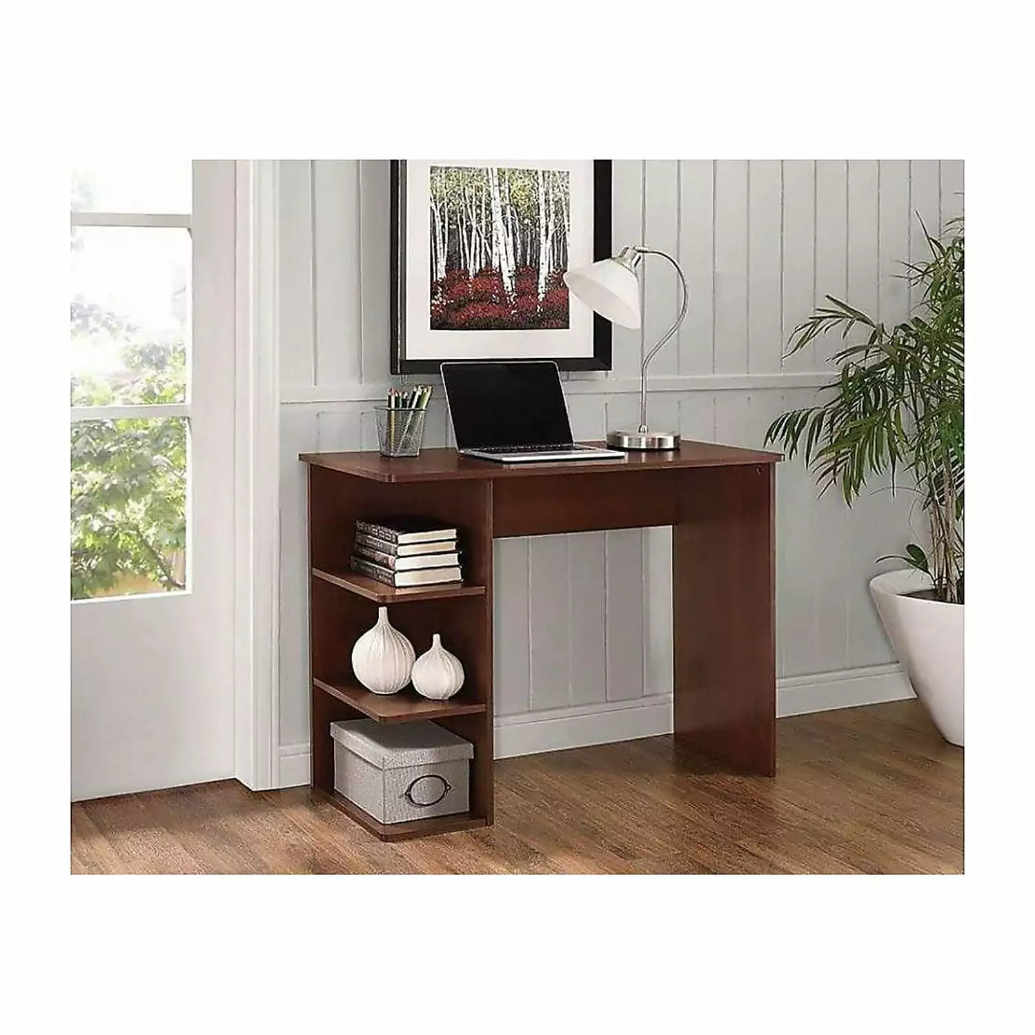 Easy 2 Go Student 40 Inch Casual Desk Dark Wood Home Office STAPLES
