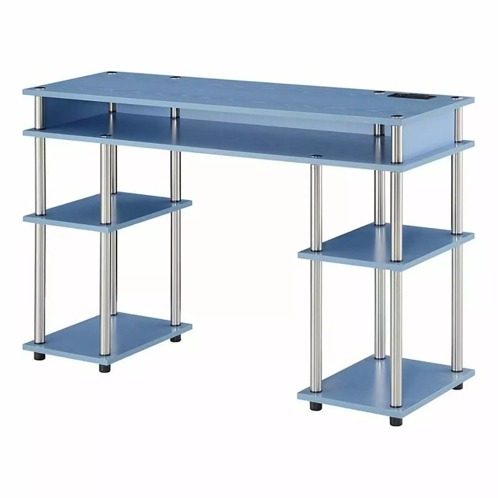 UrbanPro Contemporary Wood Student Desk Charging Station Baby Blue - Compact Study Desk Small Spaces