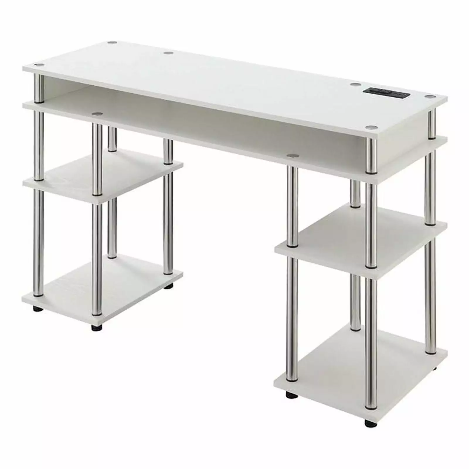 UrbanPro Contemporary Wood No Tools Student Desk Charging Station White