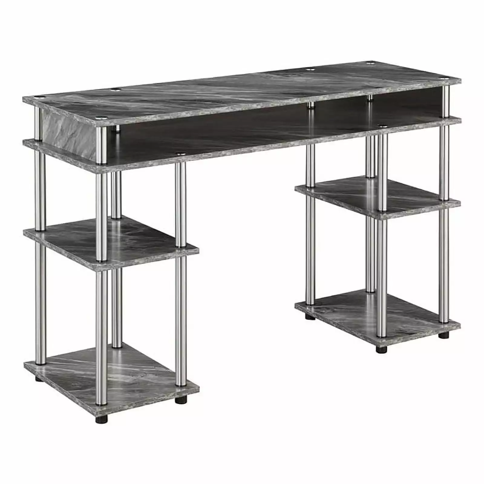UrbanPro Contemporary Wood No Tools Student Desk Gray Faux Marble