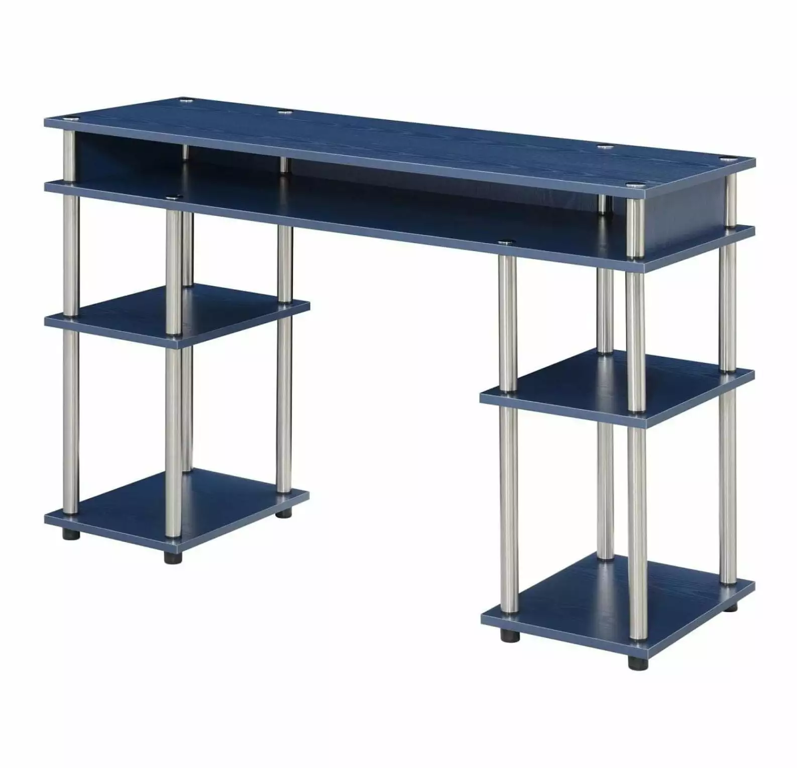Yunwen Designs2Go No Tools Student Contemporary Office Desk and Vanity Shelves Cobalt Blue
