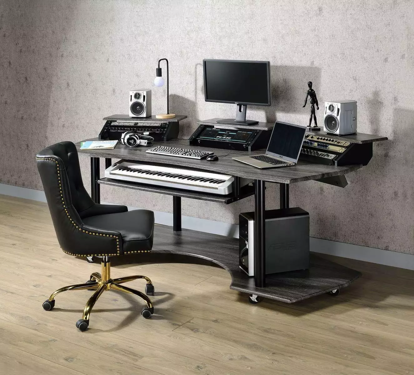 Acme Furniture Eleazar Music Recording Studio Desk Black Oak ARCTICSCORPION