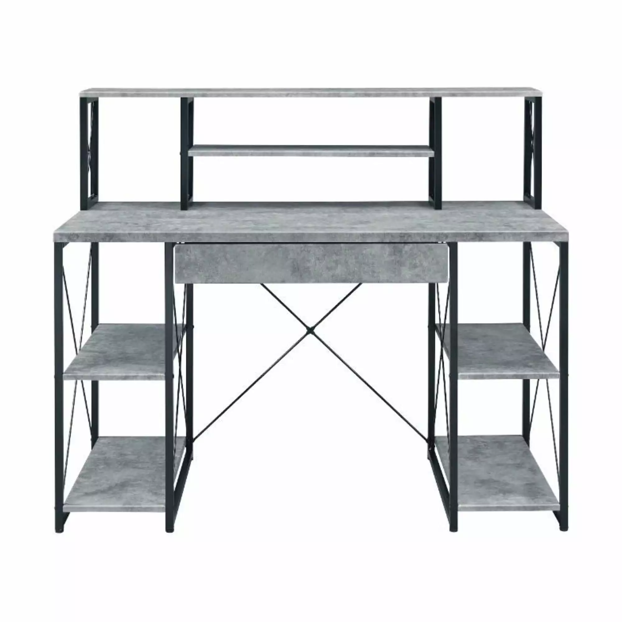 Ergode Music Recording Studio Desk Faux Concrete and Black Finish