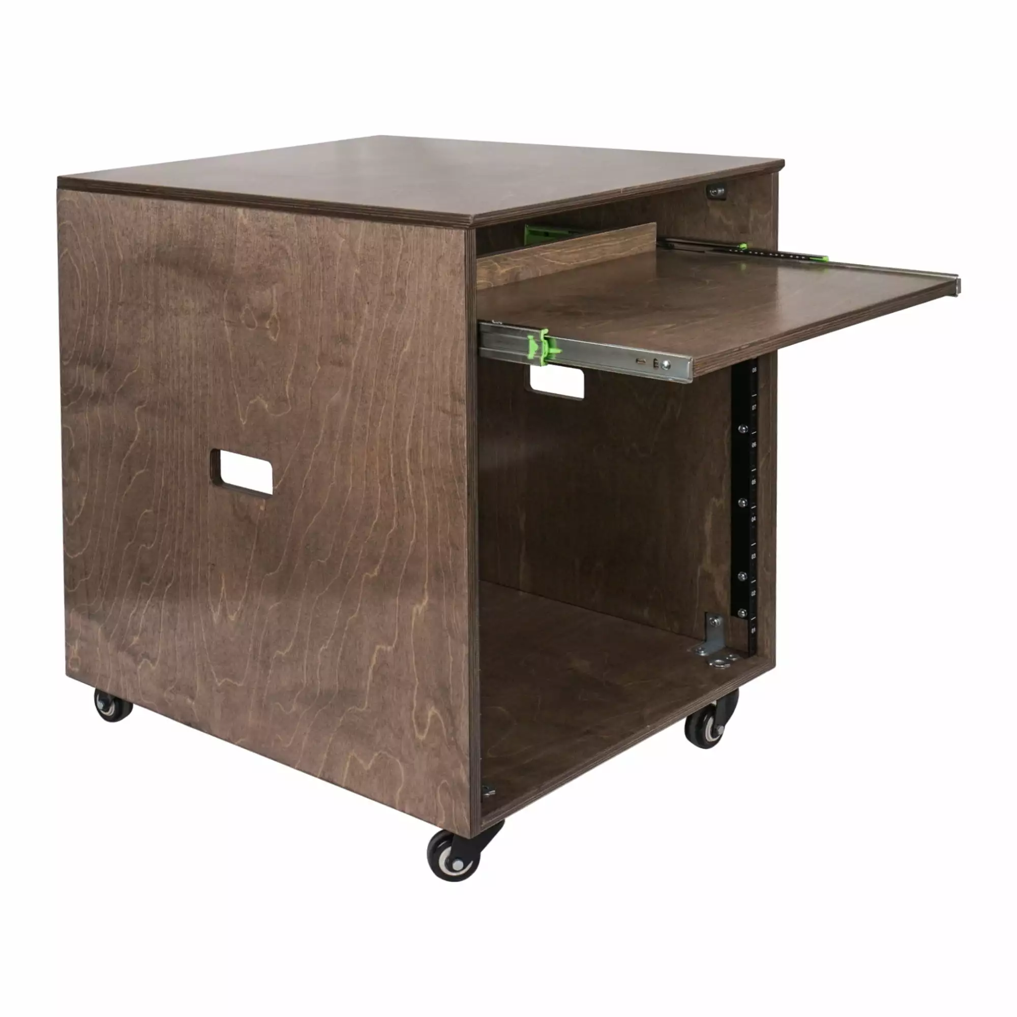 Sound Town 10U Plywood Studio Rack Desk Slide-Out Tray Rubber Feet Casters Recording Podcasts Broadcasts Streaming Weather...