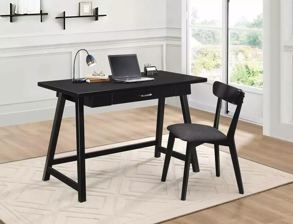 2 PC Black Home Youth Desk Drawer and Chair Set - Kids Study Desk Coaster Company