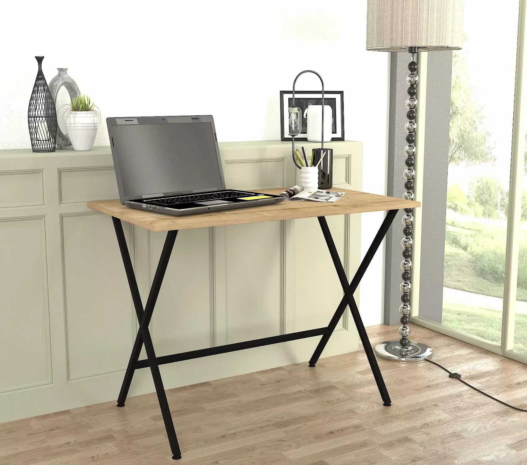DORPEK Study Desk 39 Tabletop Metal Frame Nimbus Study Desk Sapphire Modern Study Table