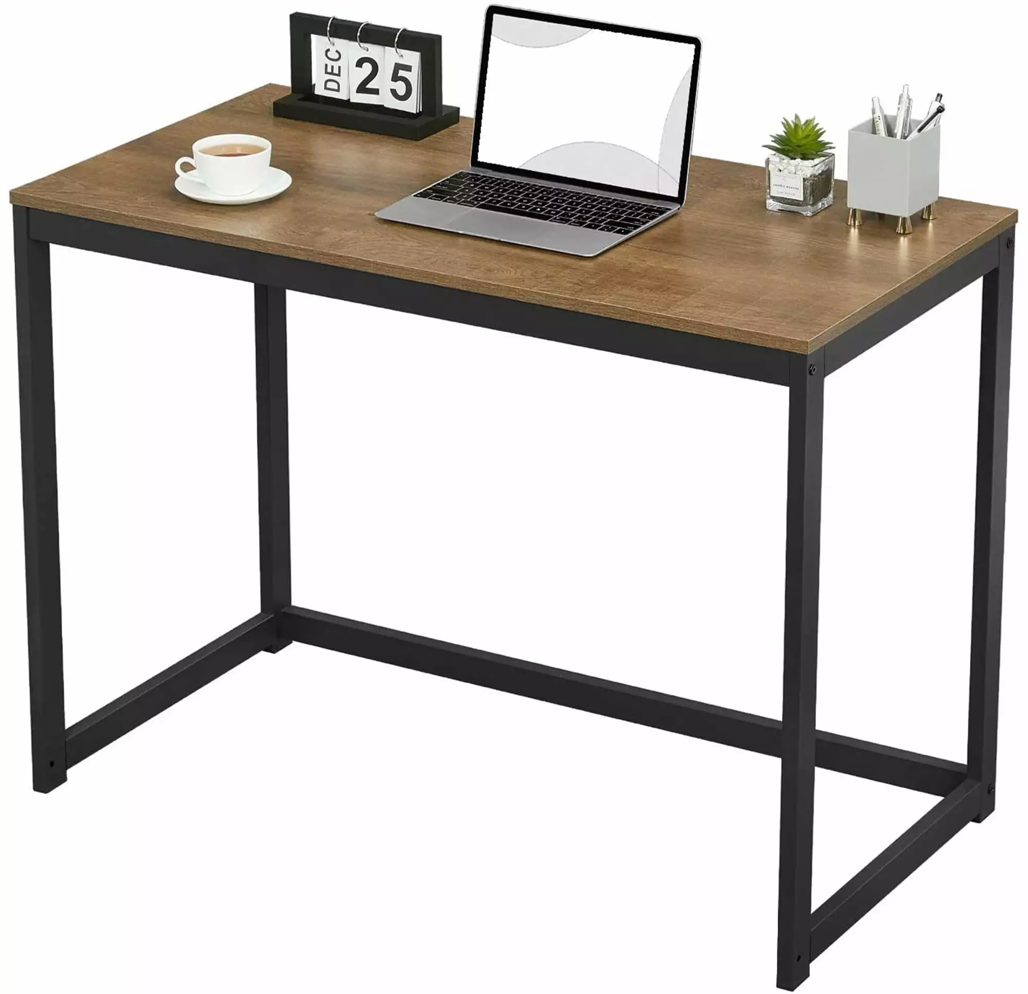 Green Forest Small Modern Computer Study Desk Home Office Dark Brown 39 Inch
