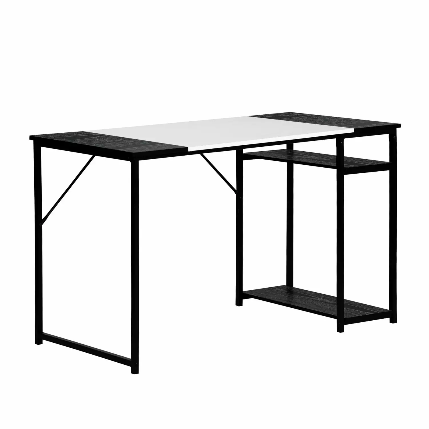 Homy Casa 55Inch Study Writing Table Computer Desk Storage Shelves Space Saving Home Office Black Brown