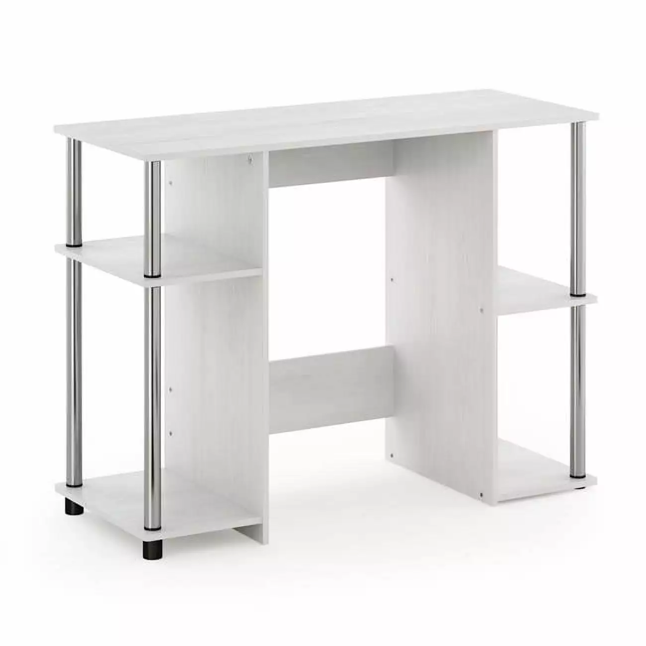 15112 JAYA Compact Computer Study Desk White Oak & Stainless Steel Tubes Lauren Ralph Lauren