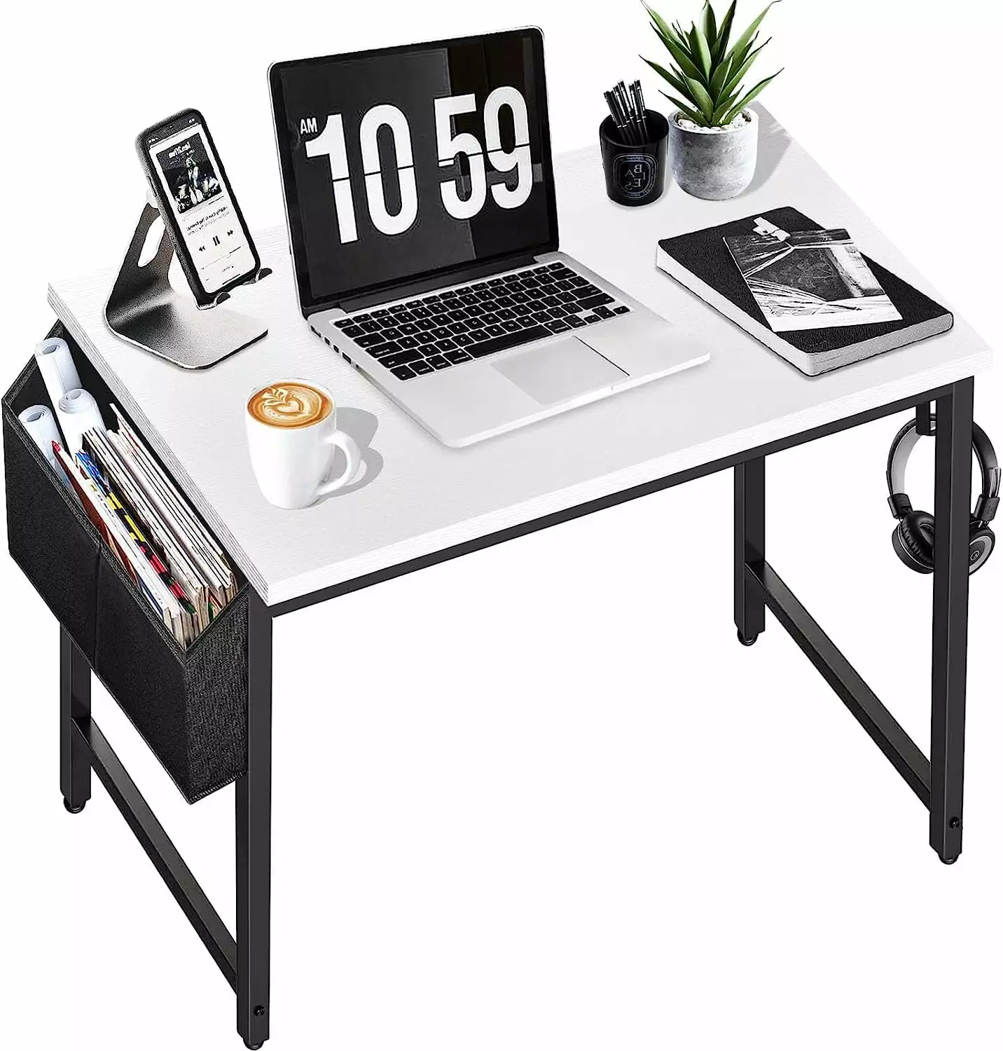 Small Computer Desk Bedroom White Modern Writing Table Kids Teens Student Study 31 Inch NTXC2