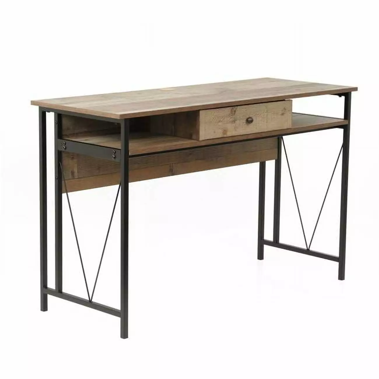 OS Home and Office Furniture 1-Drawer Wood Home Study Desk Barnwood Brown OS Home & Office Furniture