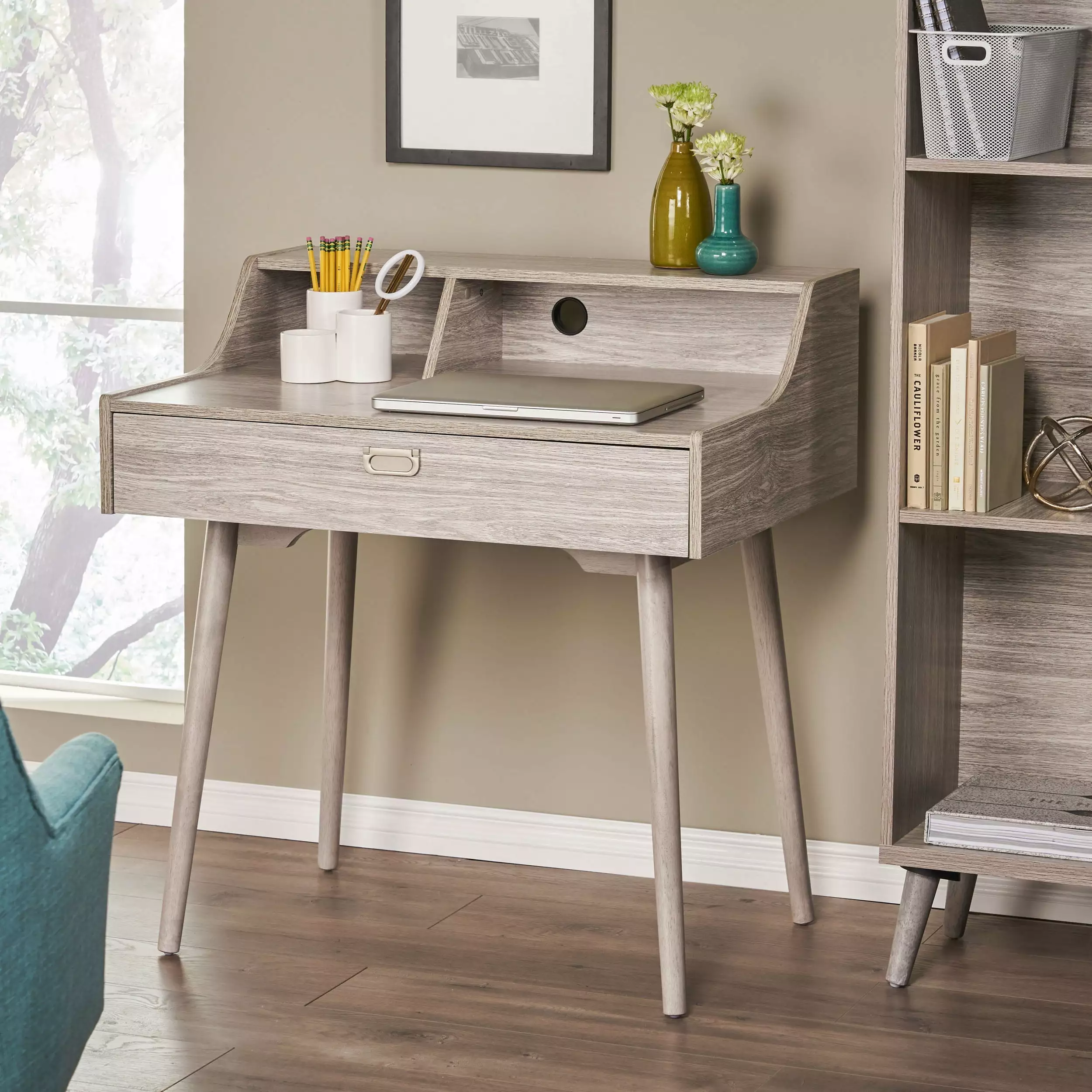 STUDY DESK Oak Finish Made Particle Board Home Office SMHZ
