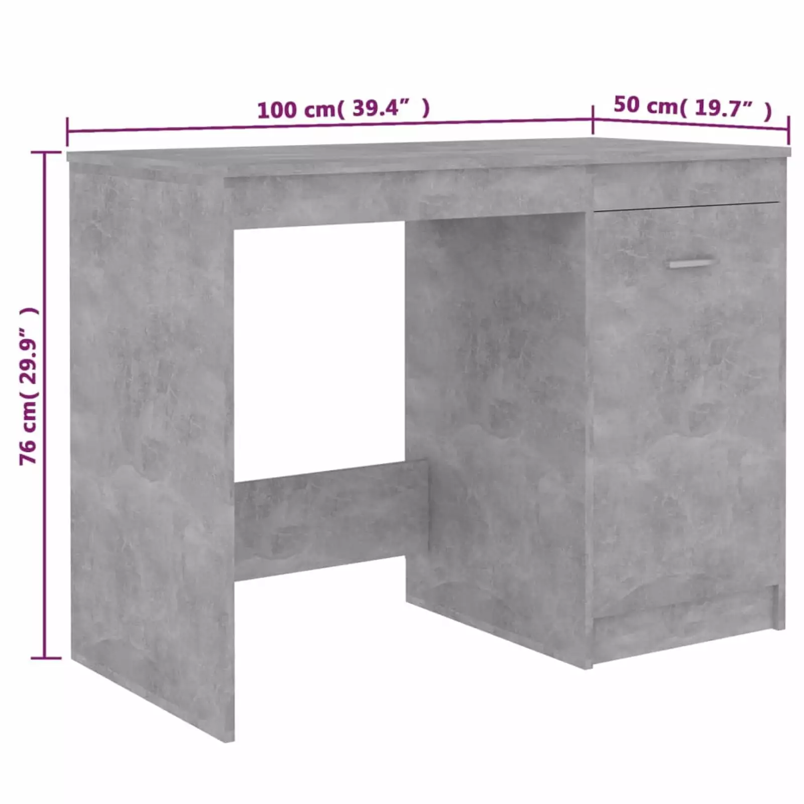 Irfora Office Furniture 39.4 Inch Study Table Cabinet Concrete