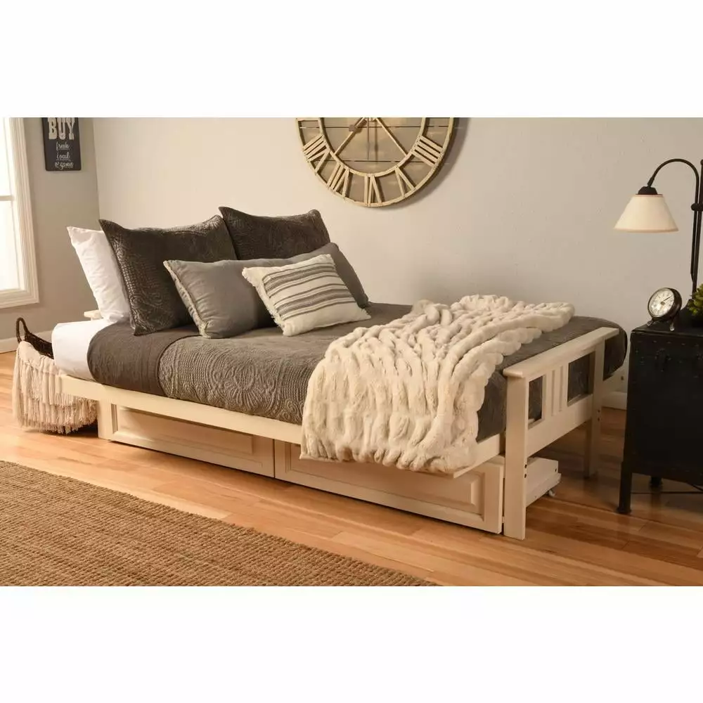 KODIAK Monterey Frame Antique White Finish Suede Gray Mattress Litezall