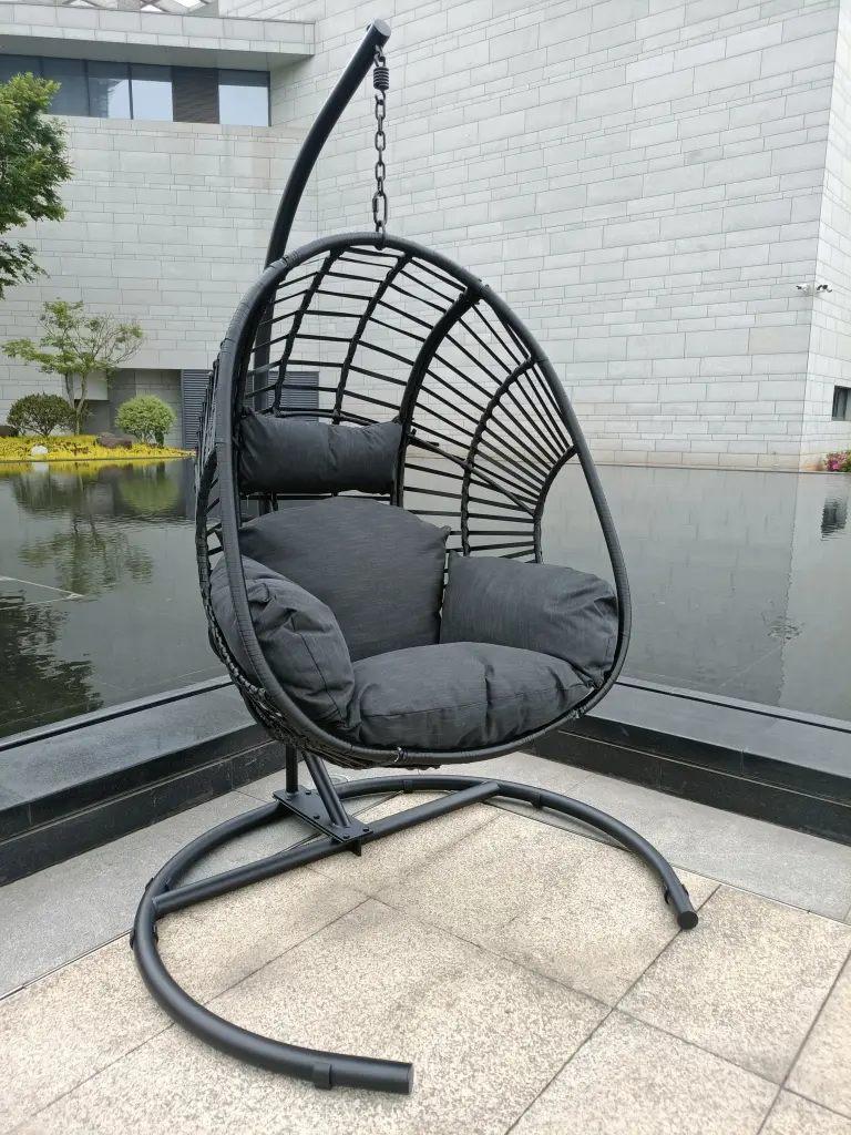 High Standard Outdoor Indoor Black PE Wicker Swing Egg Chair ipro outdoor furniture