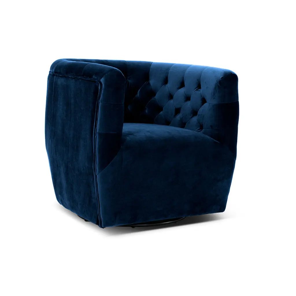 Delaney Swivel Chair Blue Boucle Modern Living Room Accent Chair ashcroft furniture