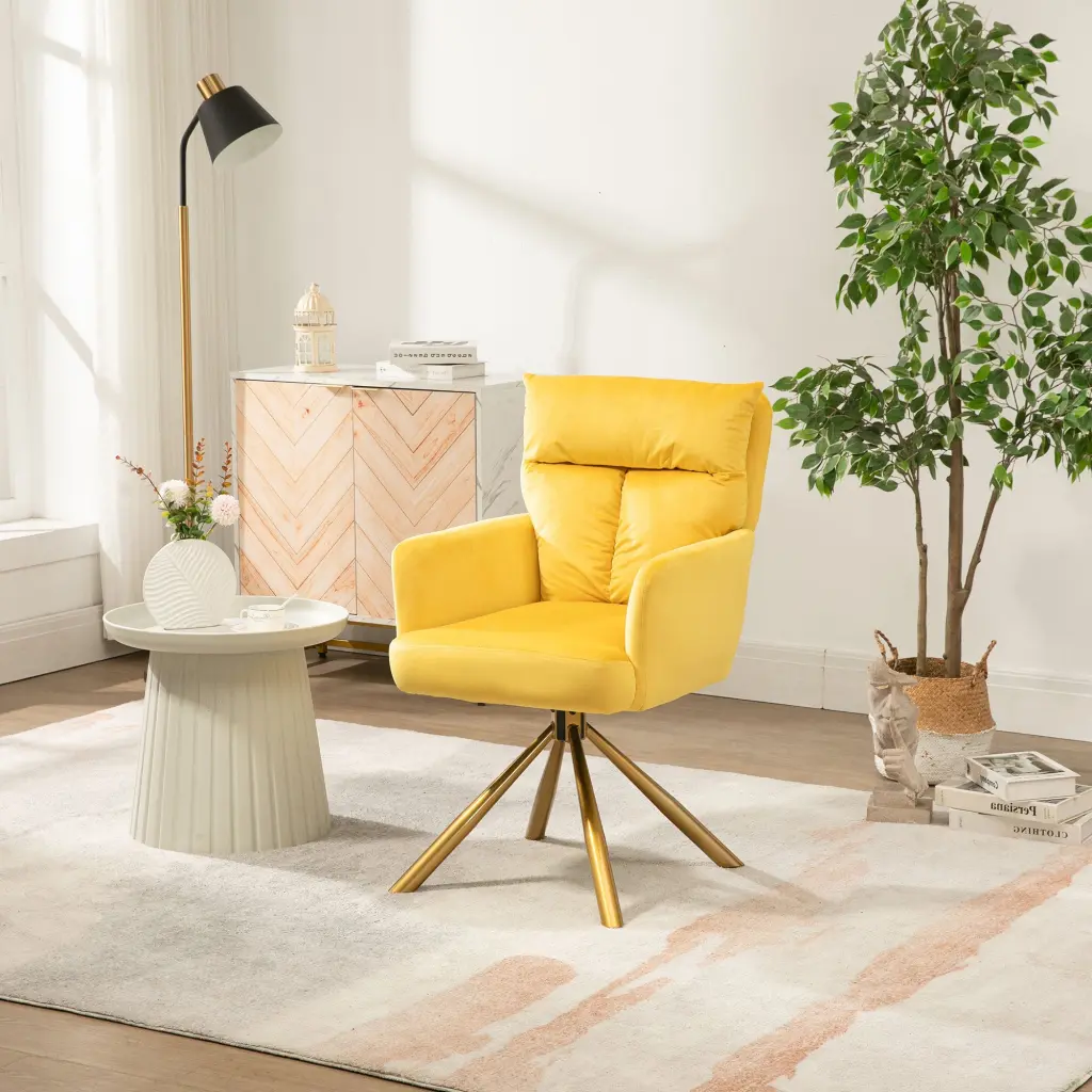 Yellow Velvet Contemporary High Back Swivel Accent Chair bn smart home w1164