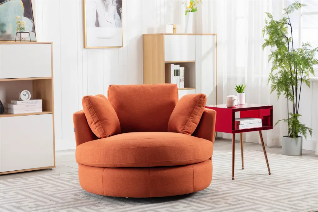 Modern Akili Swivel Accent Chair Barrel Chair Hotel Living Room coolmore w-395