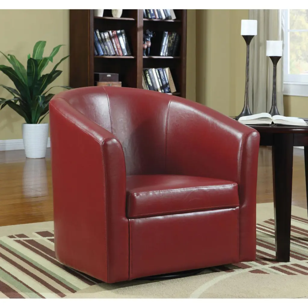 Red Swivel Armchair Contemporary Modern Foam Seat Primary Living Space furniture max