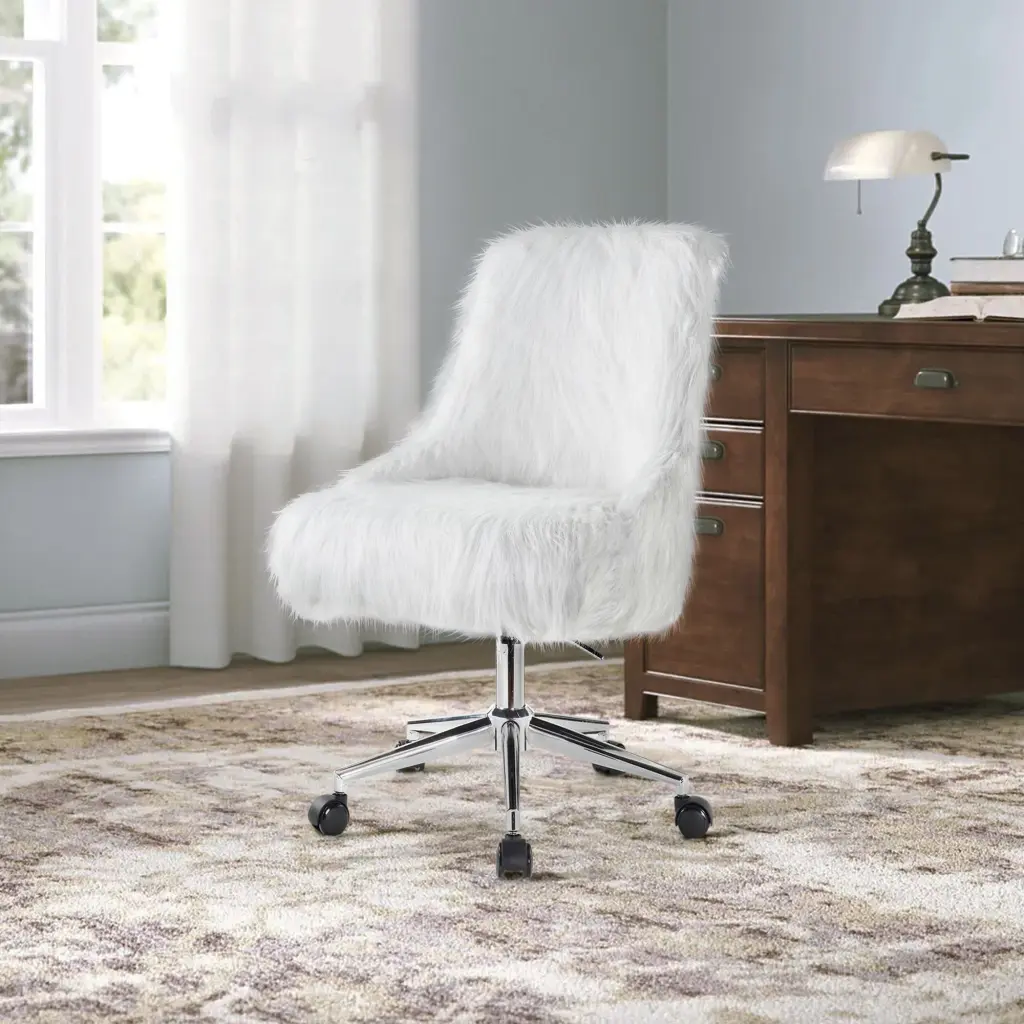 White and Chrome Swivel Office Chair Solid White Silver Office Rectangle furniture max