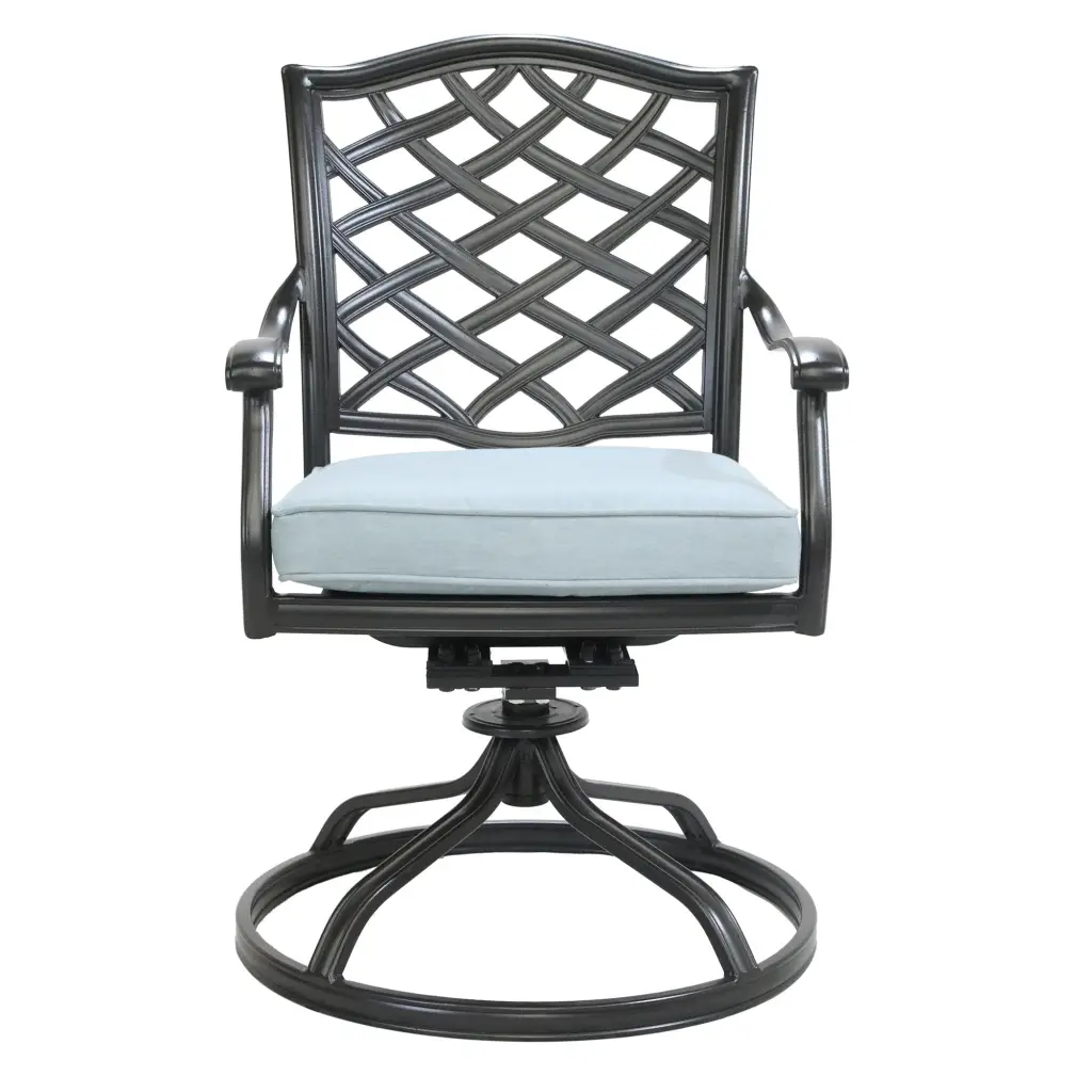 Dining Swivel Chair Light Blue Set 2 Polyester Aluminum Modern Kitchen Chairs gathercraft