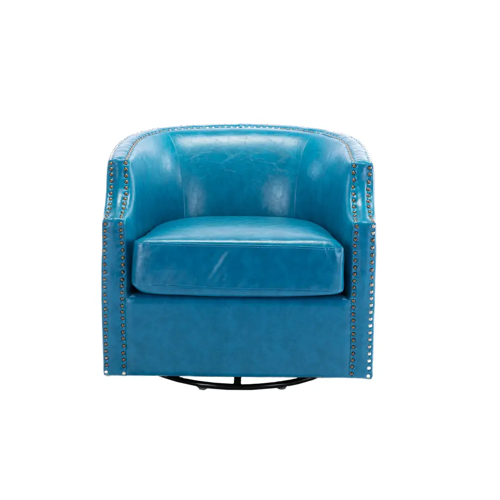 Coolmore Swivel Chair Living Room Chair Light Blue Metal Frame Modern Accent Chair jiada furniture