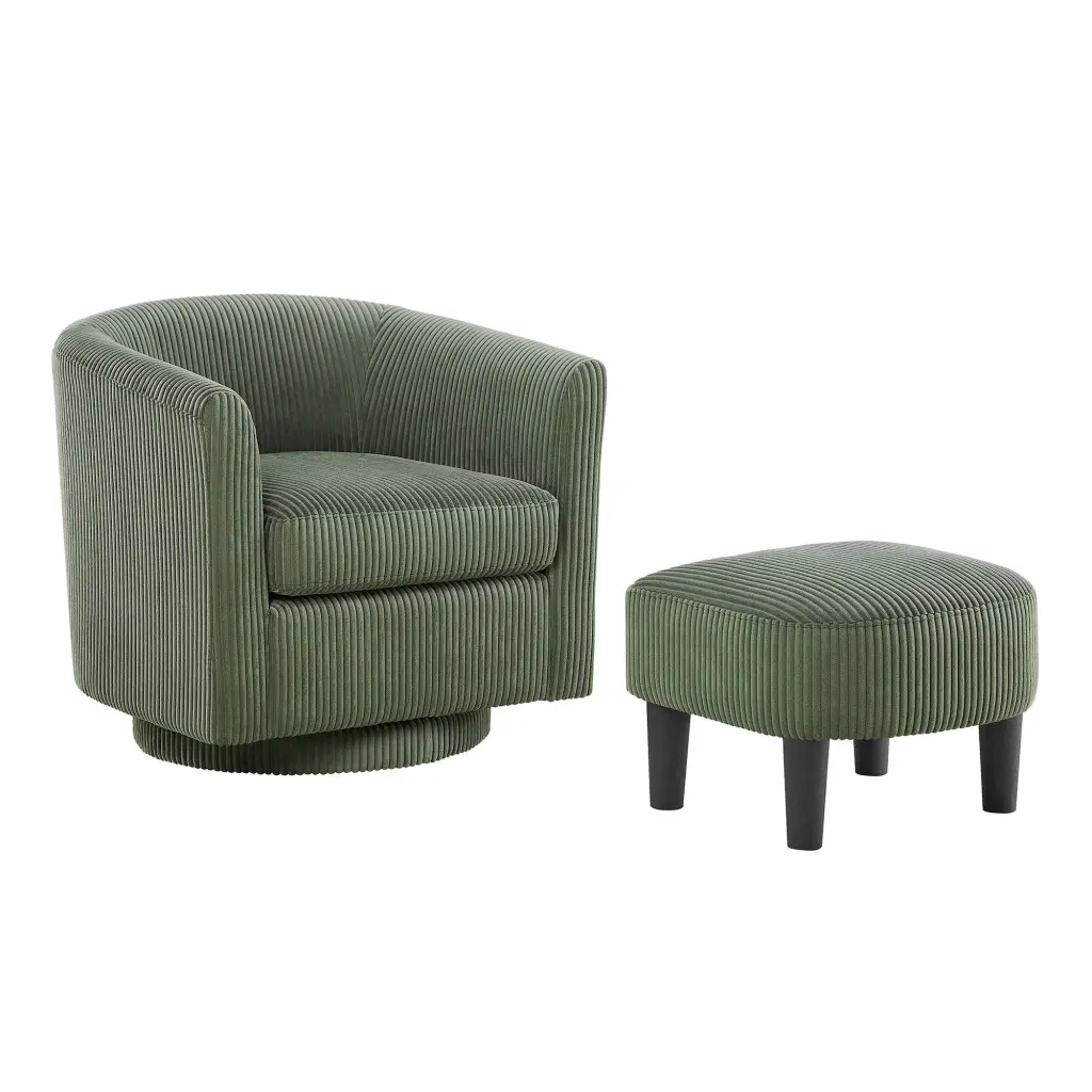 Swivel Accent Chair 360 Comfy Recliner Corduroy Arm Chair Single Sofa Living Room justone
