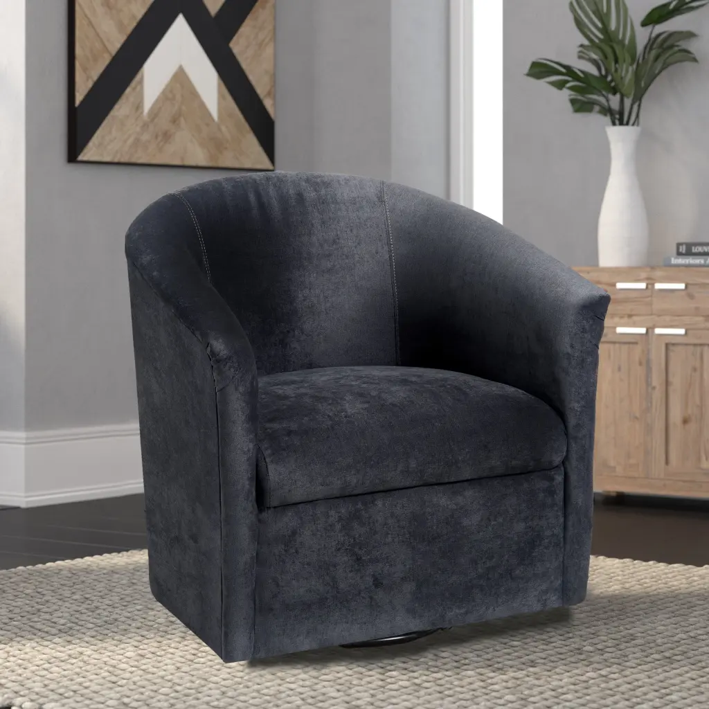 Eden Charcoal Swivel Chair Charcoal Grey Foam Polyester Modern Accent Chair ridgecrest home