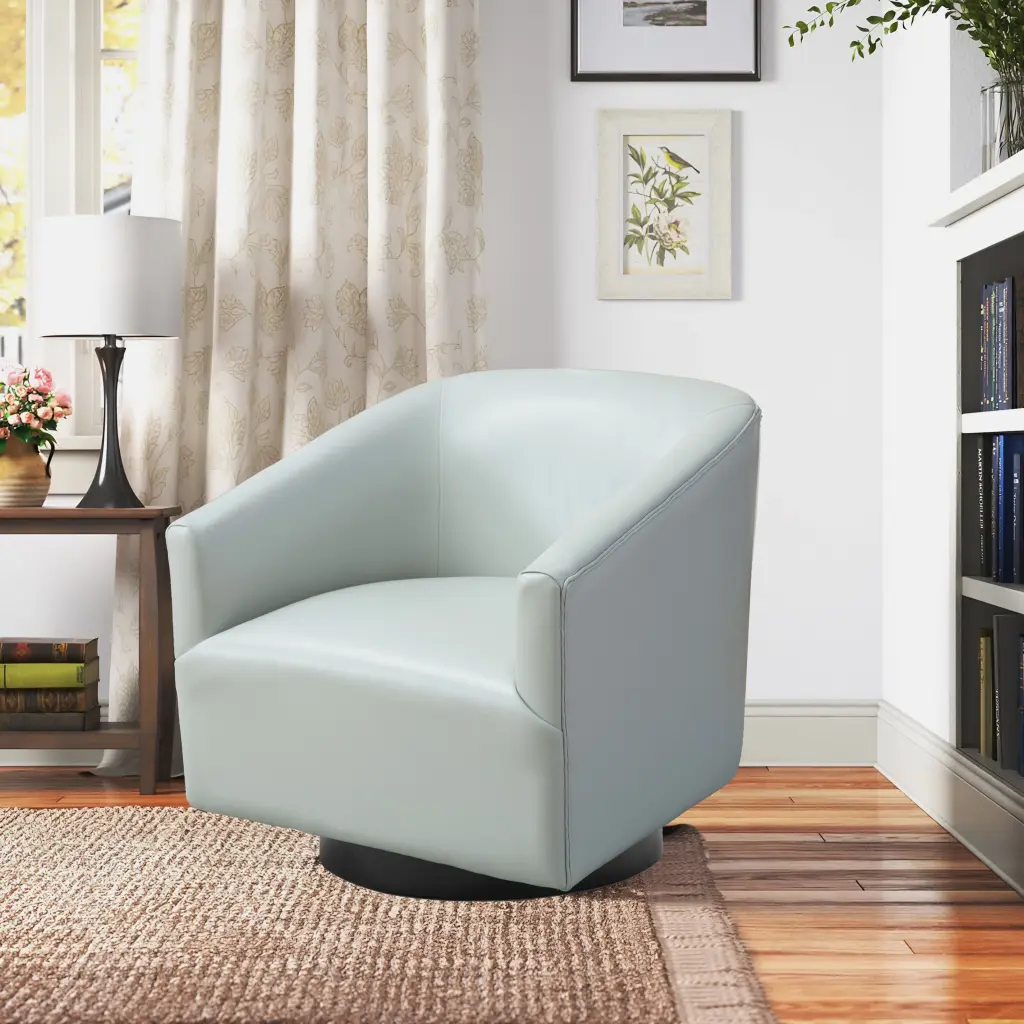 Garland Dove Grey Wood Base Swivel Chair Grey Foam PU Leather ridgecrest home