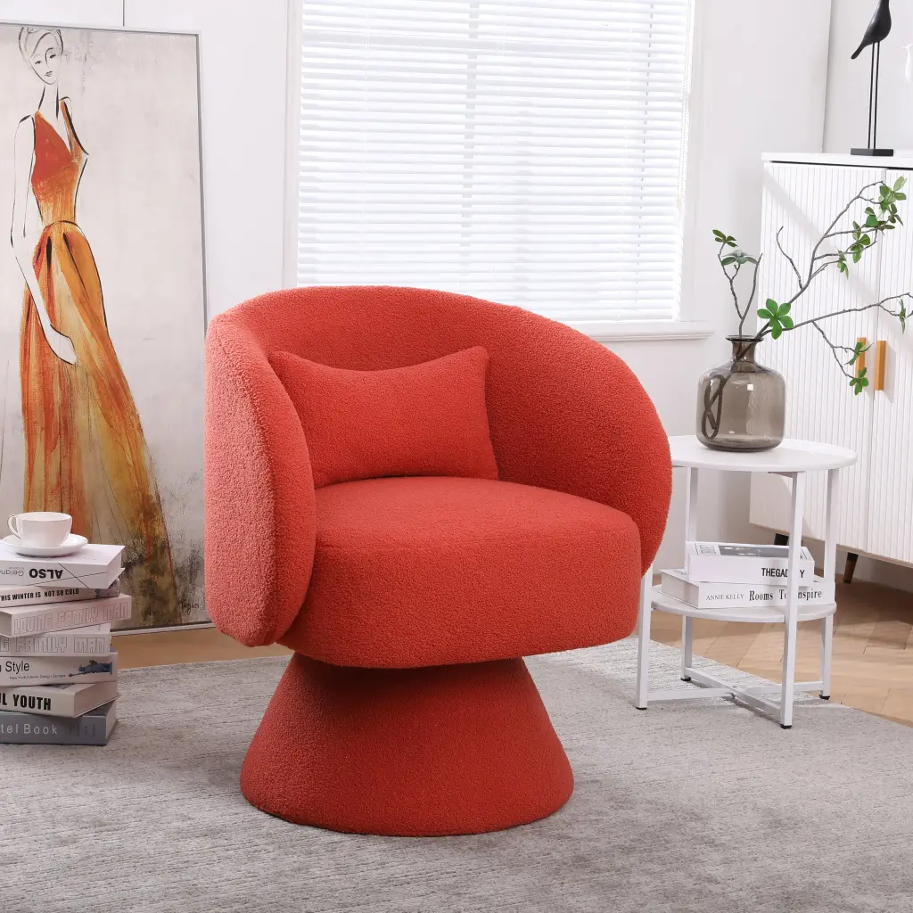 Swivel Accent Chair Round Barrel Chair Fabric Living Room Decor xr-1361