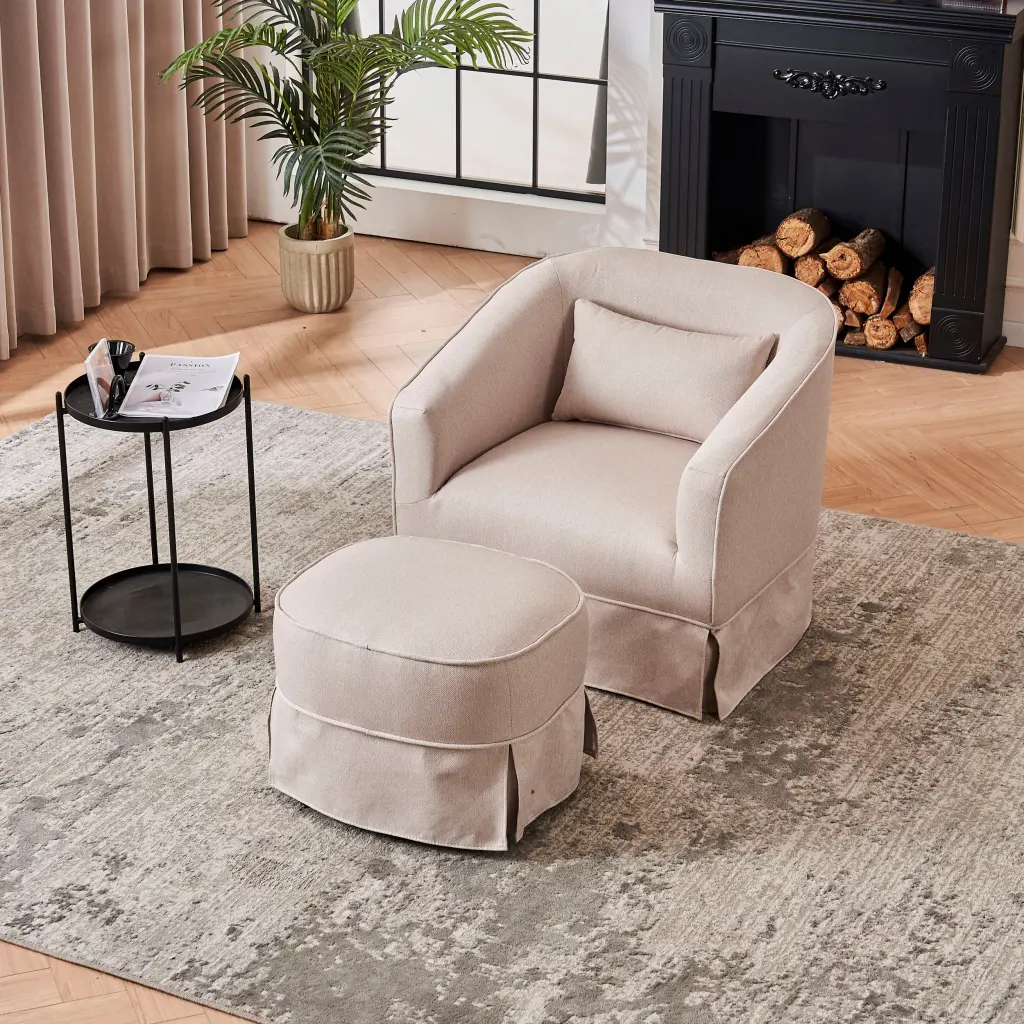 Swivel Barrel Chair Ottoman Swivel Accent Chairs Armchair Living Room xr-1361
