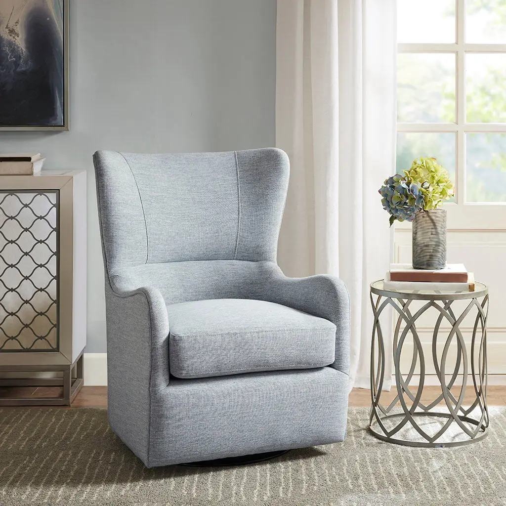 Arianna Swivel Glider Chair Light Blue Solid Wood jla