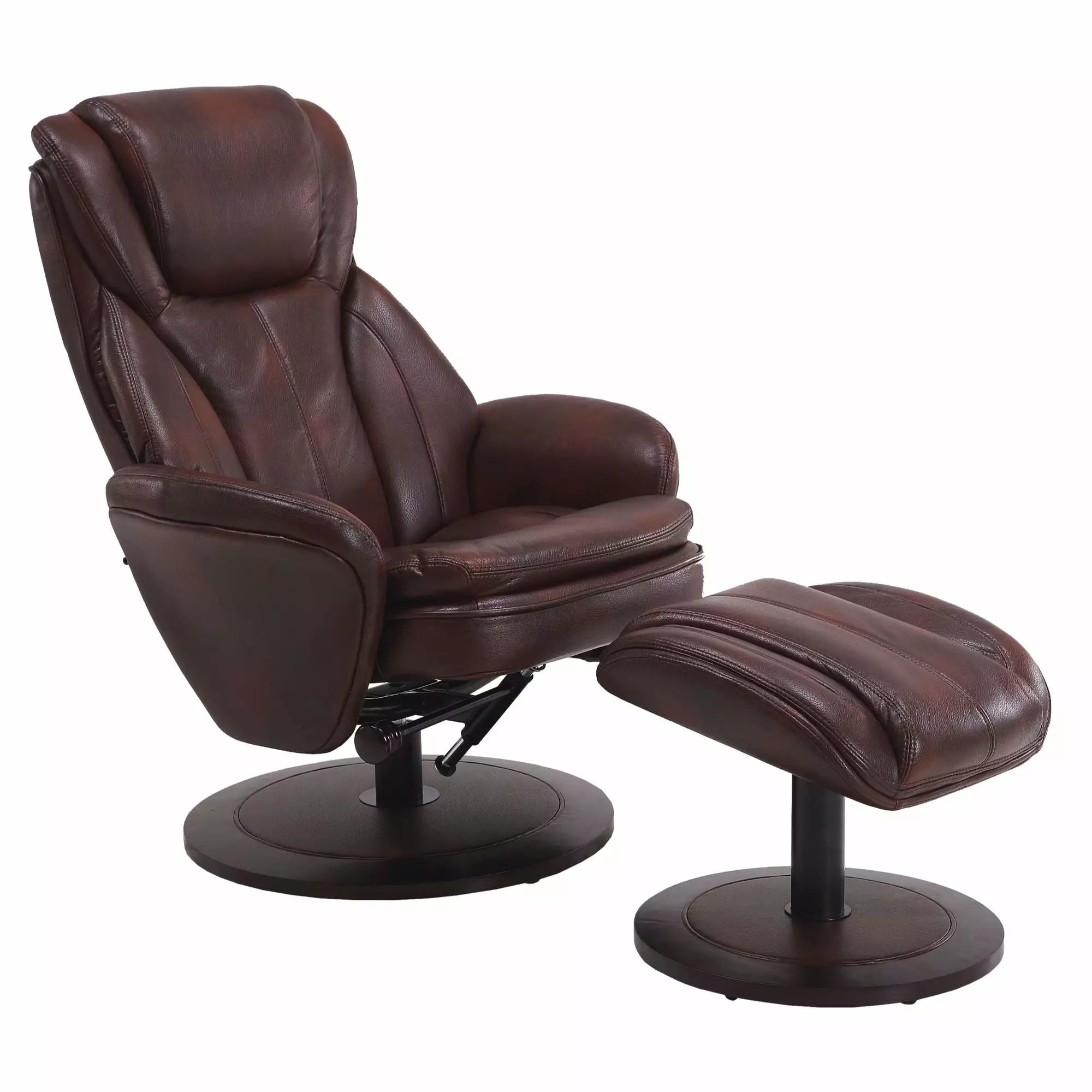 Contemporary Home Living 46.25 Inch Red and Black Adjustable Swivel Recliner Ottoman