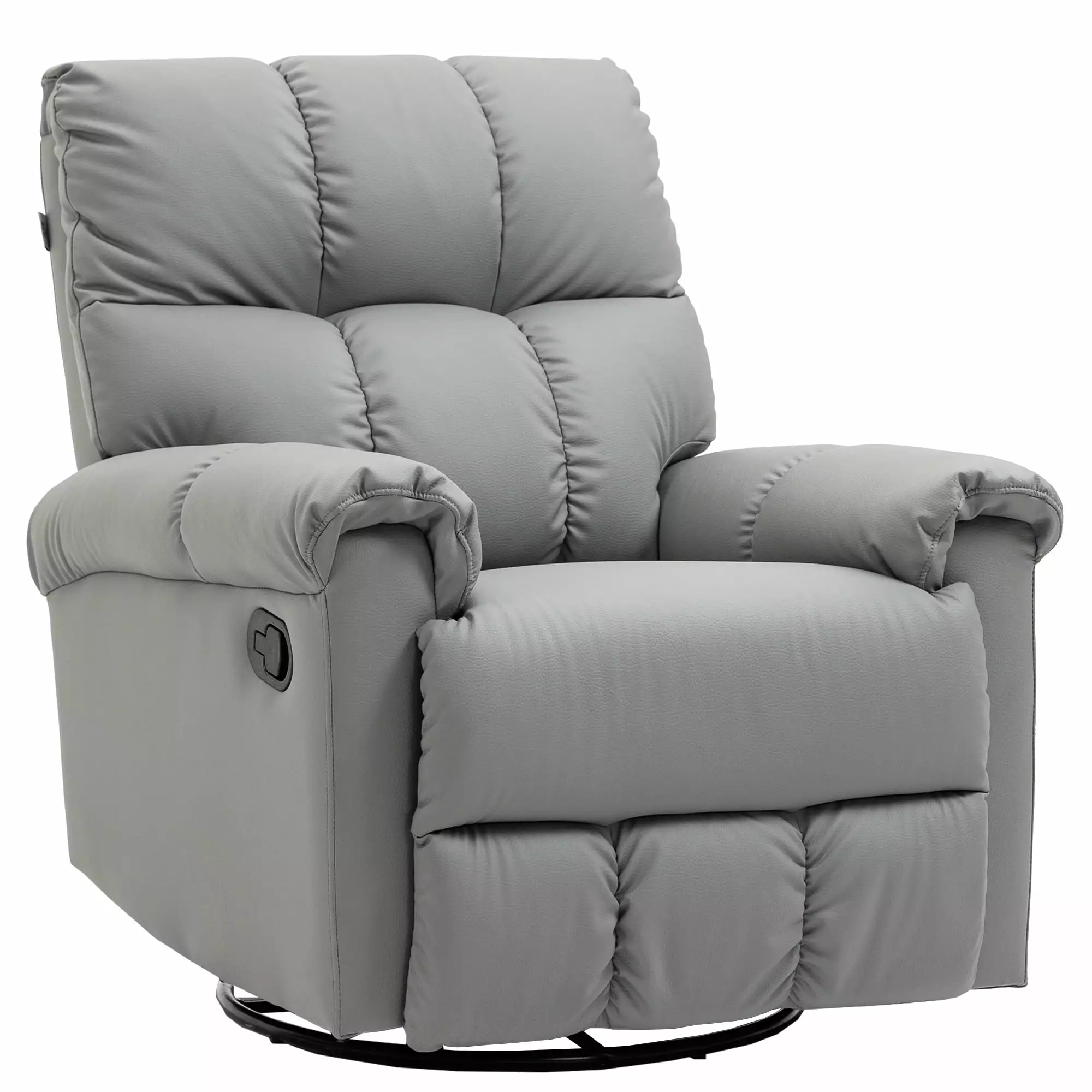 CoSoTower Rocker Recliner Chair Overstuffed Faux Leather Manual Reclining Footrest 360 Swivel Gray