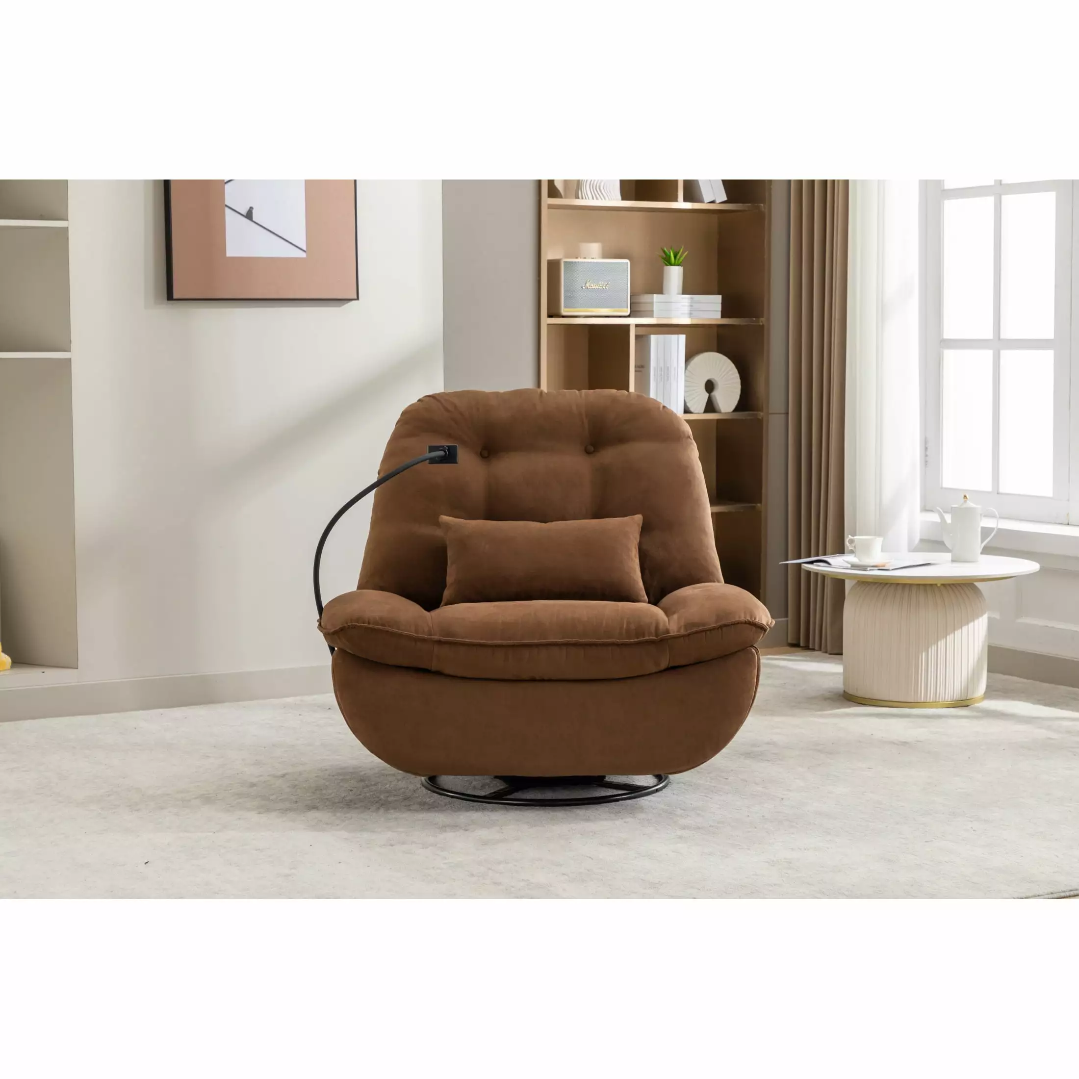 Power Recliner Swivel Glider USB Charger and Bluetooth Music Player - Grey COSYMART