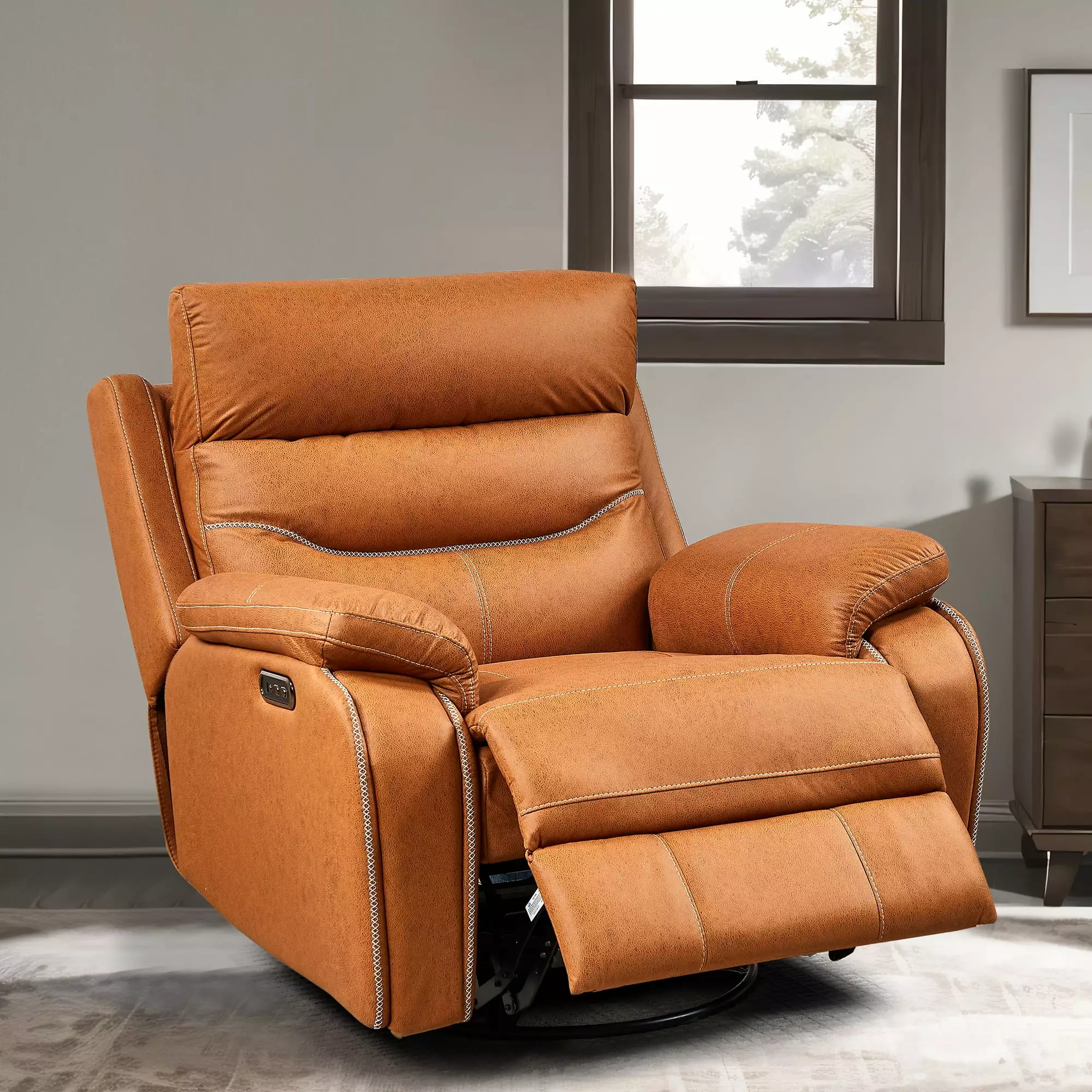 Homiyad Liyasi Dual Okin Motor Rocking and 240 Degree Swivel Recliner Chair Power Headrest