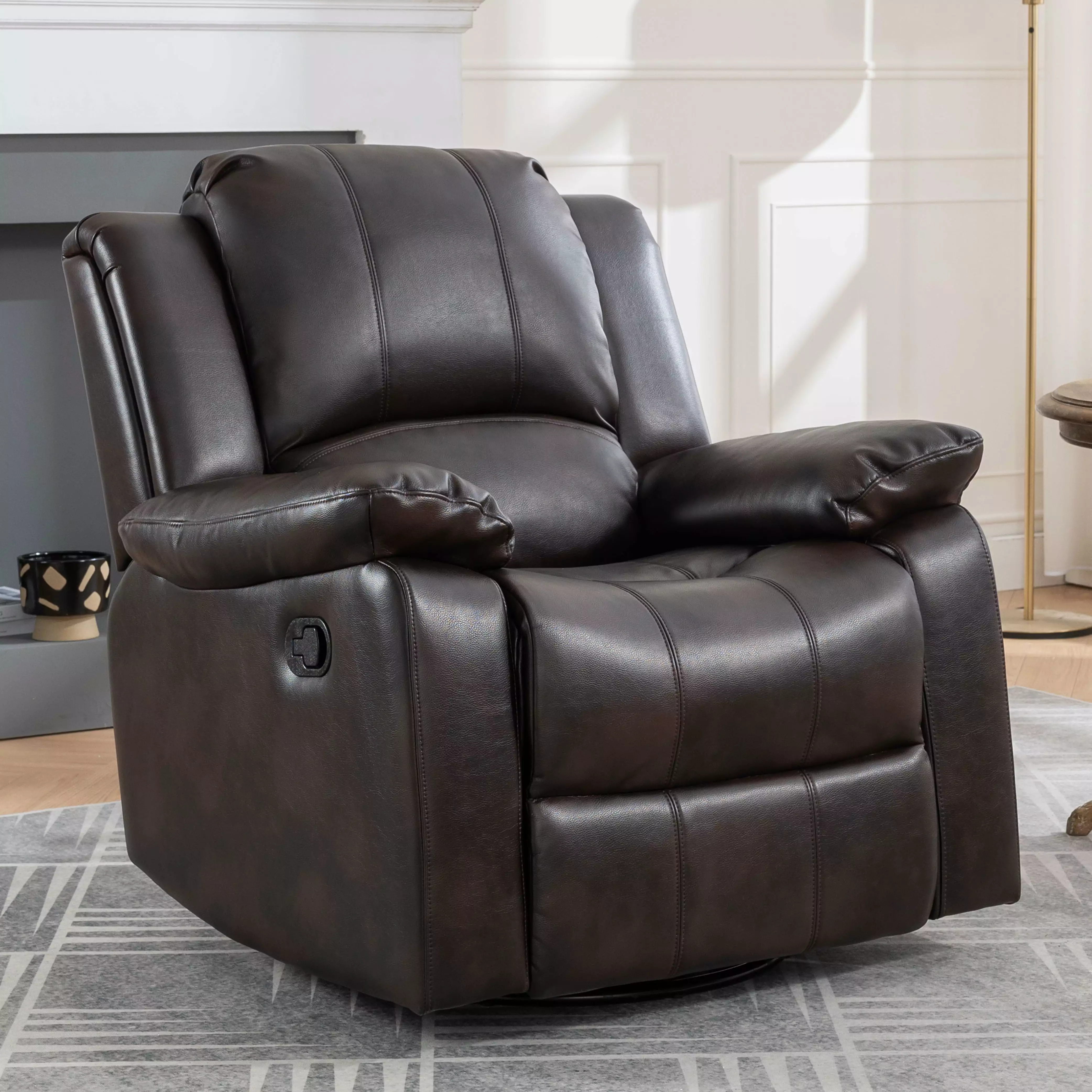 Homiyad Swivel and Glider Recliner Chair Brown