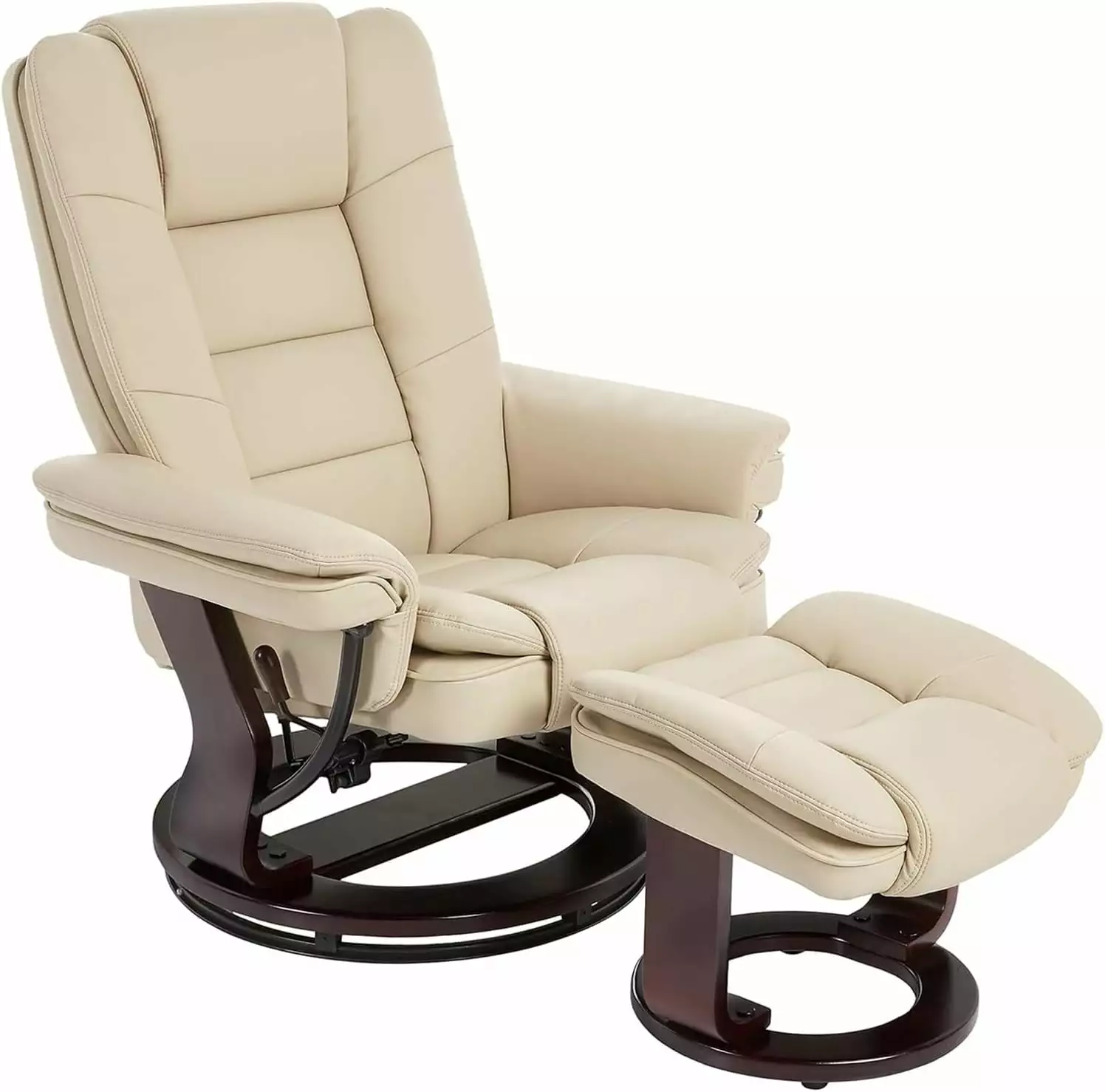 KUANGHENG Swivel Ottoman Bonded Leather Recliner Chair Foot Rest
