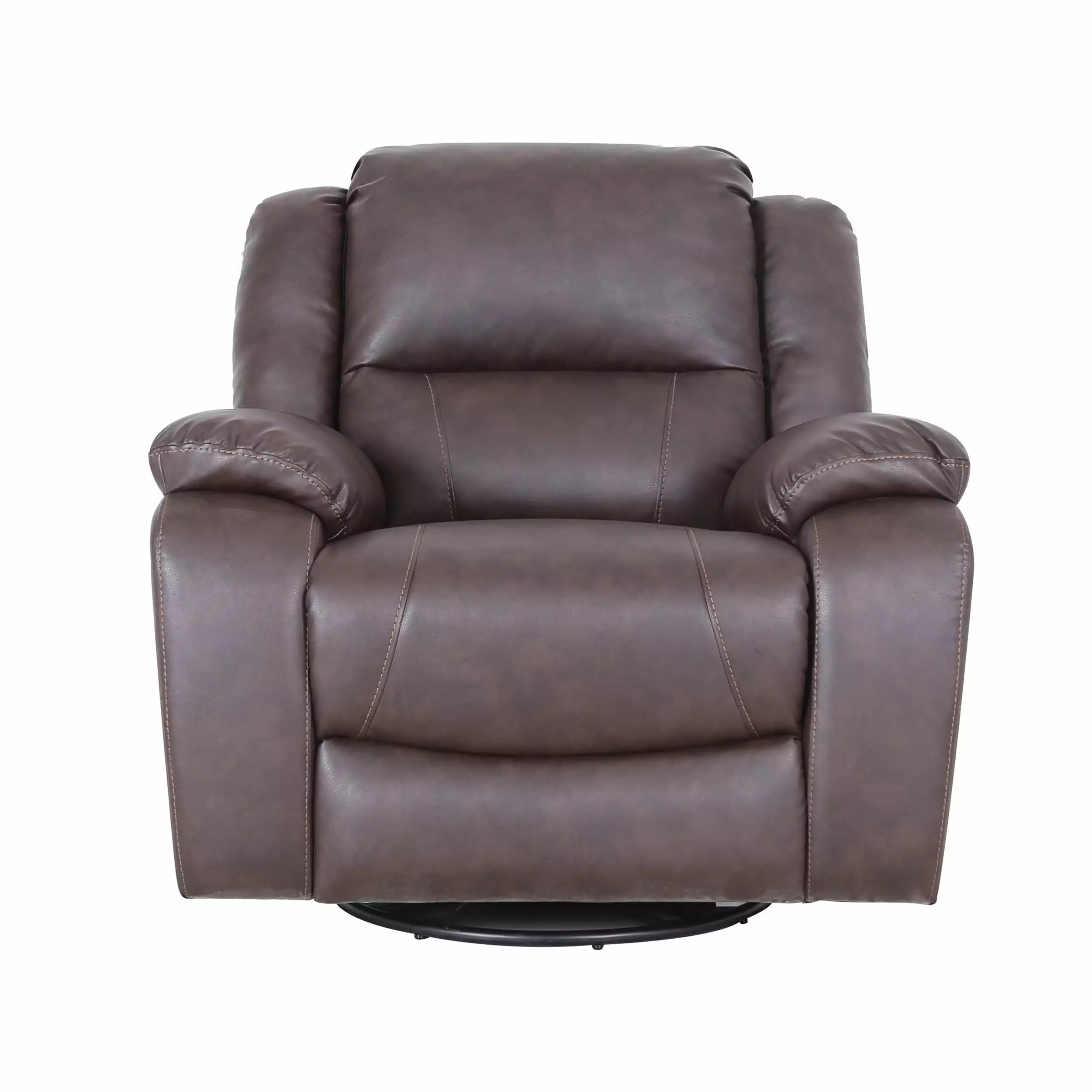 Noble House Callade Tufted PU Leather Swivel Recliner Dark Brown