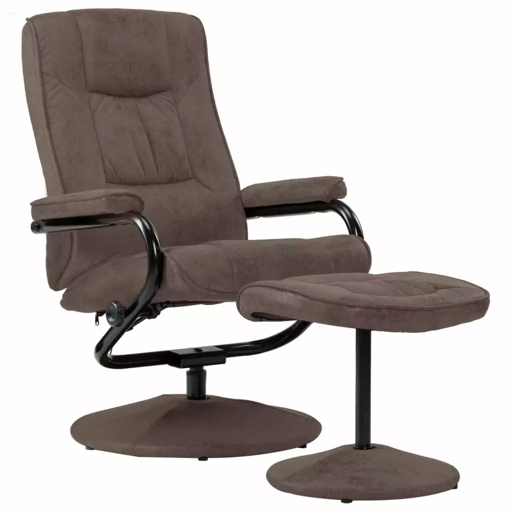 vidaXL Swivel Recliner Ottoman Brown Faux Suede Leather Comfortable Lounge Chair